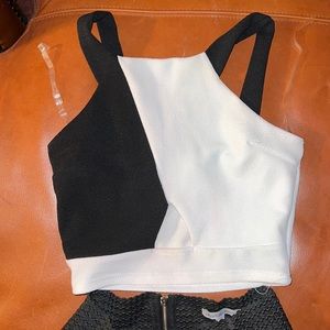 Charlotte Russe crop top and skirt matching set size small. Black and white.